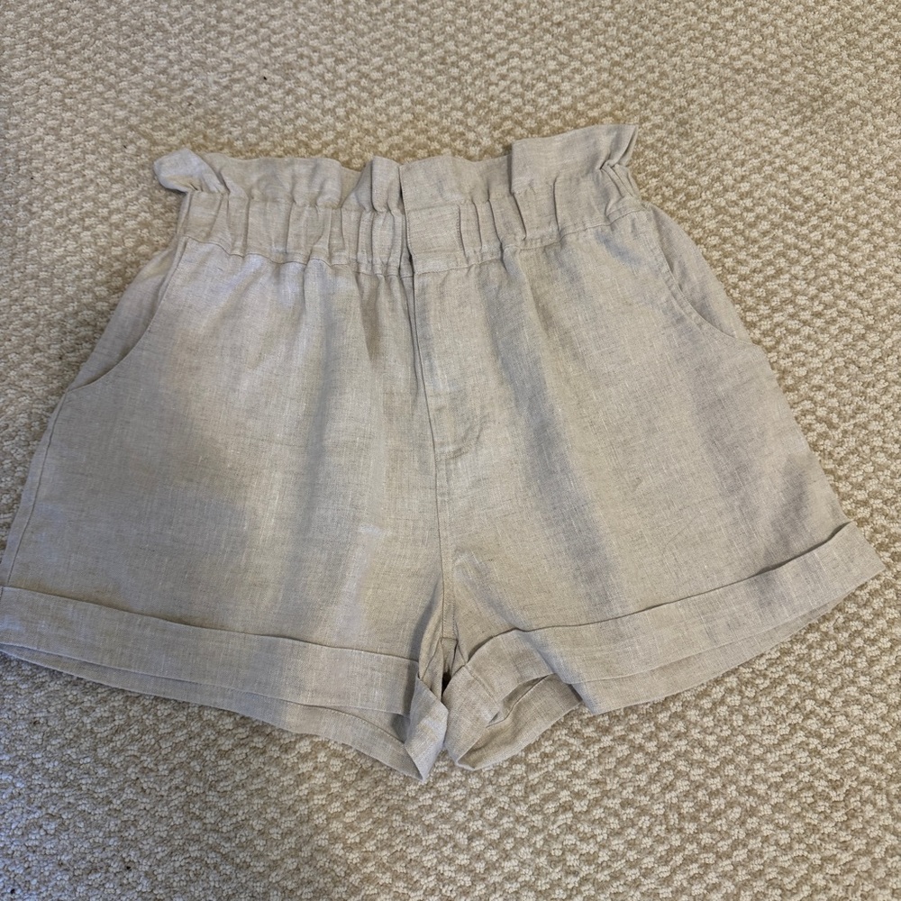 Posse High Waist Cream Paper Bag Shorts